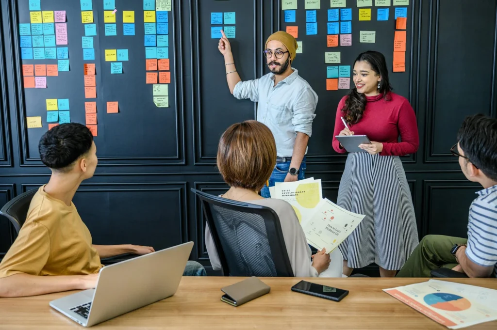 Distraction boosting creativity during brainstorming session with sticky notes